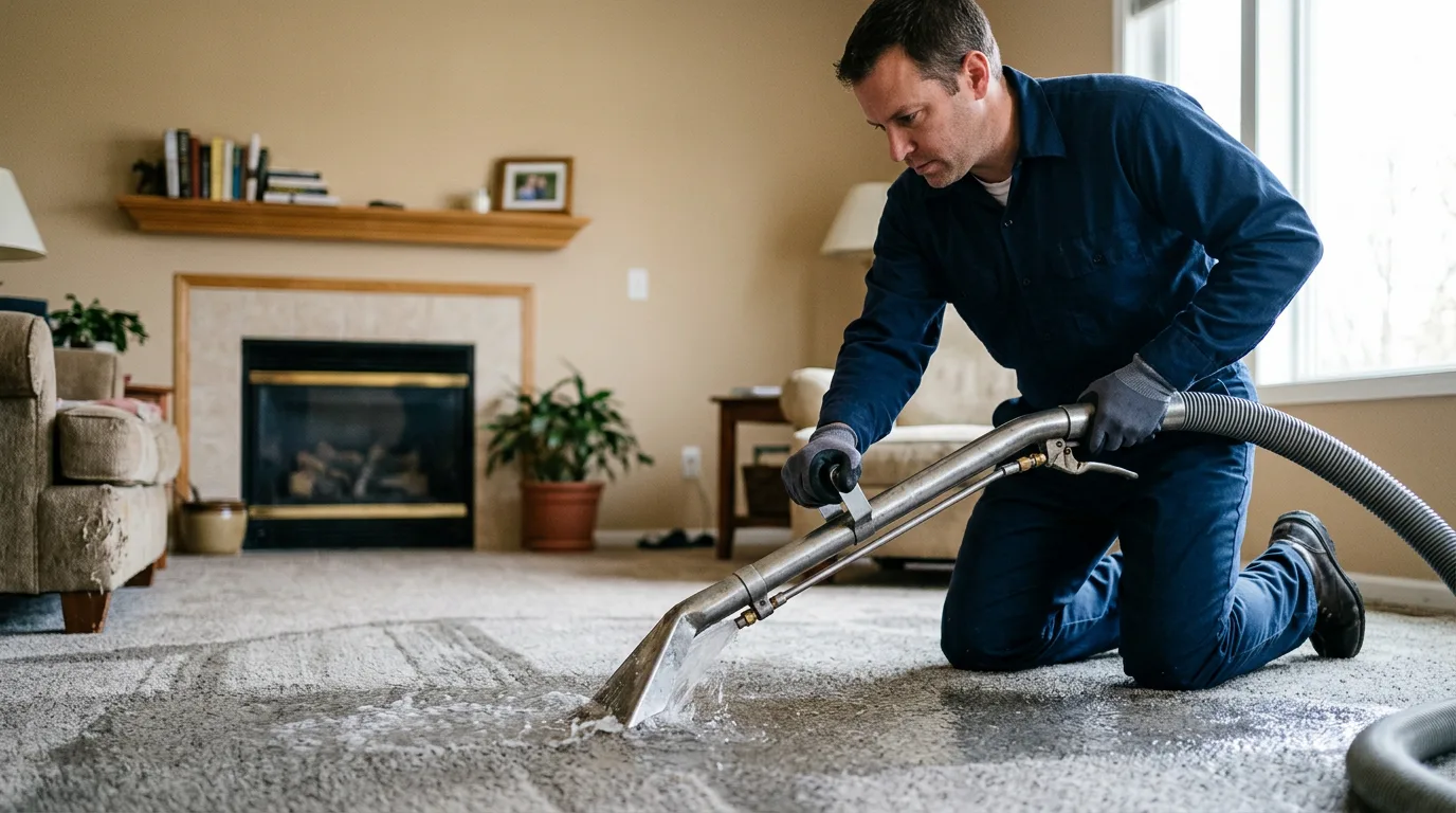 Water damage restoration technician working near Dana, IL